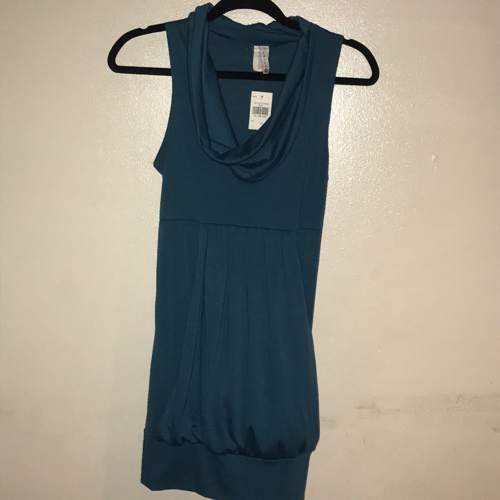 Teal Sleeveless cow neck Tunic